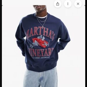 Abercrombie Navy Blue Graphic Men's Sweater